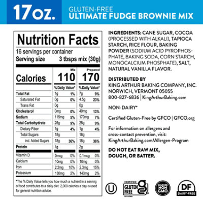 King Arthur Non-GMO Project Verified Certified Kosher Certified Gluten-Free Fudge Brownie Mix - 17 Oz - Image 7