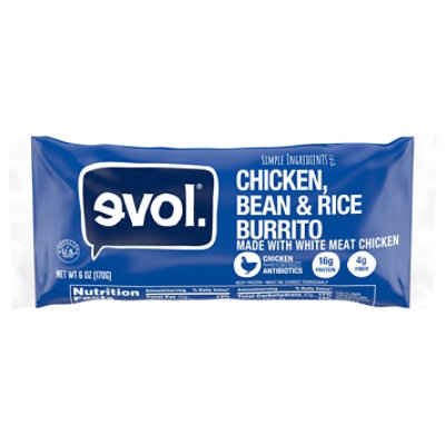 Evol Foods Chicken Bean Rice Burrito - 6 Oz - Image 1