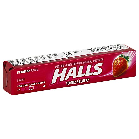 Halls Cough Drops Strawberry Stick - 9 Drops - Randalls