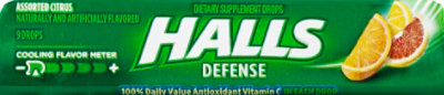 Halls Defense Drops 100% Vitamin C Assorted Citrus - 9 Drops - Image 2
