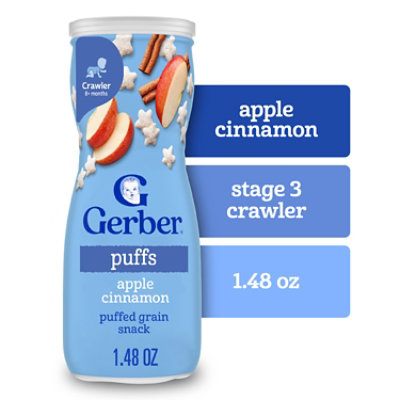 Gerber Grain & Grow Puffs Apple Cinnamon Snacks for Baby In Canister - 1.48 Oz - Image 1