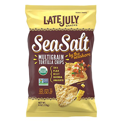 Late July Snacks Tortilla Chips Organic Multigrain Sea Salt - 6 Oz