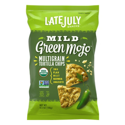 Late July Snacks Tortilla Chips Organic Multigrain Mild Green Mojo - 5.5 Oz
