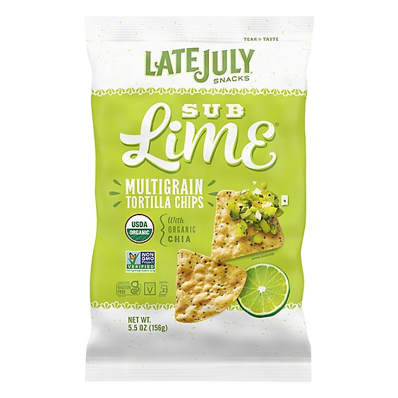 Late July Snacks Tortilla Chips Organic Multigrain Sub Lime - 5.5 Oz