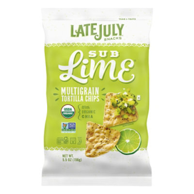 Late July Snacks Tortilla Chips Organic Multigrain Sub Lime - 5.5 Oz