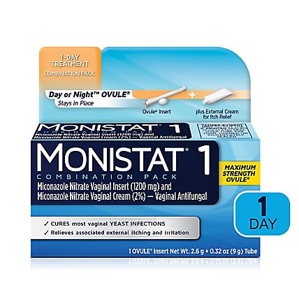 Monistat Vaginal Antifungal 1-Day Treatment Ovule Cure Itch Relief Maximum Strength - 0.32 Oz - Image 2