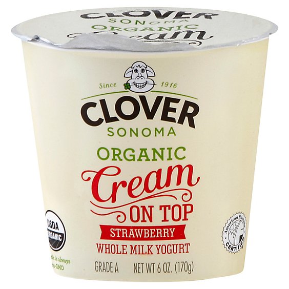 Clover Organic Farms Yogurt Cream On Top Strawberry - 6 Oz