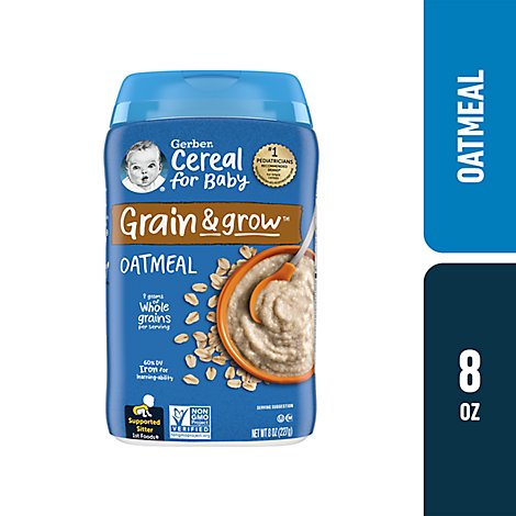 Gerber 1st Foods Grain & Grow Oatmeal Baby Cereal Canister - 8 Oz
