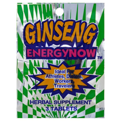 Energy Now Ginseng Herbal Supplement Tablets - 3 Count