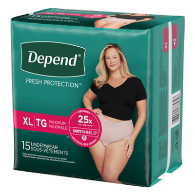 Depend Fresh ProteCountion Adult Extra-Large Blush Absorbency Incontinence Underwear - 15 Count - Image 8