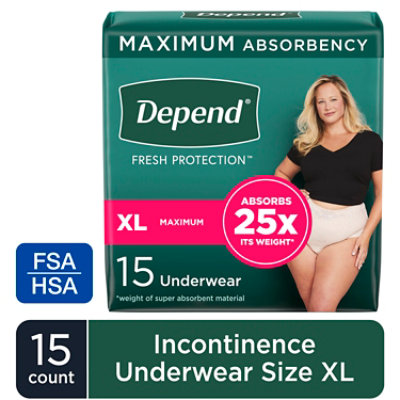 Depend Fresh ProteCountion Adult Extra-Large Blush Absorbency Incontinence Underwear - 15 Count