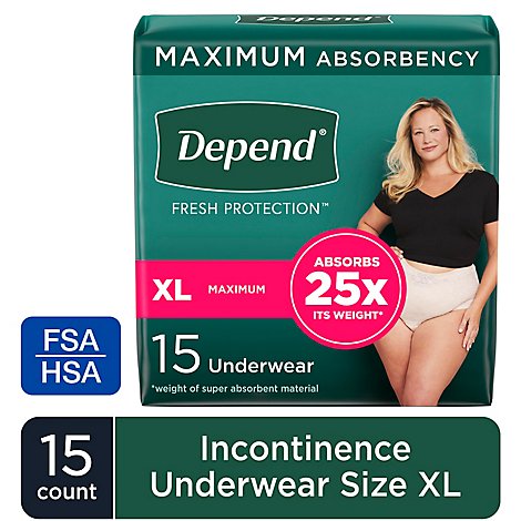 Depend FIT FLEX Womens Adult Incontinence Underwear Maximum Absorbency Extra Large - 15 Count
