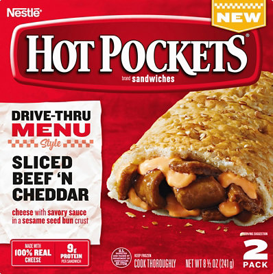 Hot Pockets Drive Thru Menu Style Sliced Beef N Cheddar Sandwiches Frozen Snacks - 8.5 Oz - Image 2