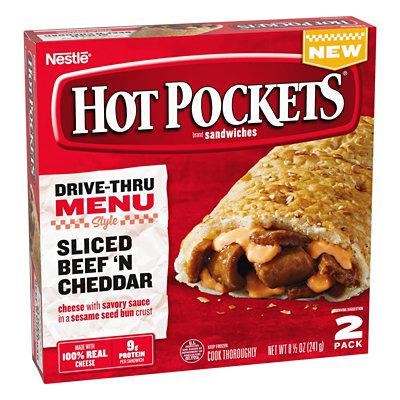 Hot Pockets Drive Thru Menu Style Sliced Beef N Cheddar Sandwiches Frozen Snacks - 8.5 Oz - Image 3