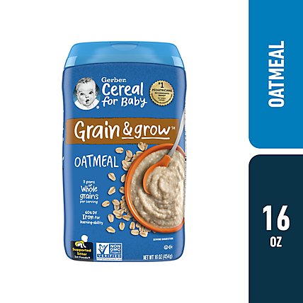 Gerber 1st Foods Cereal for Baby Oatmeal Grain & Grow Baby Cereal Canister - 16 Oz - Image 1