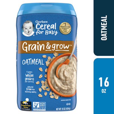 Gerber 1st Foods Cereal For Baby Oatmeal Grain & Grow Baby Cereal Canister - 16 Oz