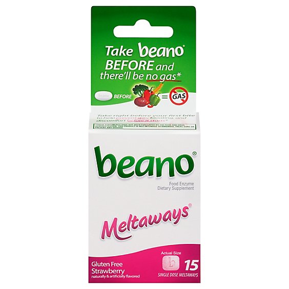 beano Meltaways Food Enzymes Strawberry - 15 Count