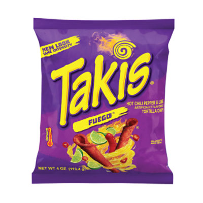 Takis Tortilla Chips Fuego Hot Chili Pepper & Lime - 4 Oz
