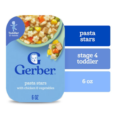 Gerber Mealtime Pasta Stars with Chicken and Vegetables Toddler Food  Tray - 6 Oz - Image 1