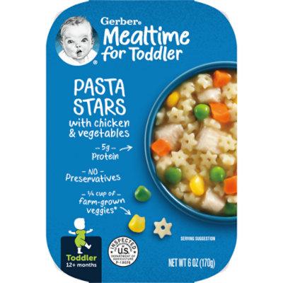 Gerber Mealtime Pasta Stars with Chicken and Vegetables Toddler Food  Tray - 6 Oz