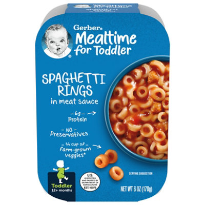 Gerber Mealtime Spaghetti Rings in Meat Sauce Toddler Food Tray - 6 Oz - Image 4