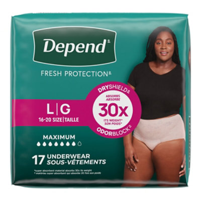 Depend Fresh ProteCountion Adult Large Blush Absorbency Incontinence Underwear - 17 Count - Image 8