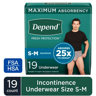 Depend Fresh ProteCountion Adult Small/Medium Grey Absorbency Incontinence Underwear - 19 Count - Image 1