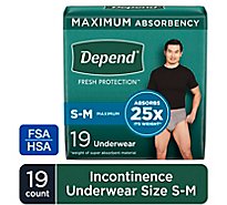 Depend FIT-FLEX Adult Incontinence Underwear for Men Maximum Absorbency Small Medium - 19 Count
