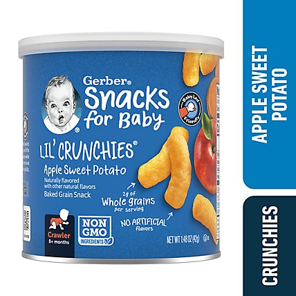 Gerber Snacks for Baby Lil Crunchies Apple Sweet Potato Puffs - 1.48 Oz - Image 1