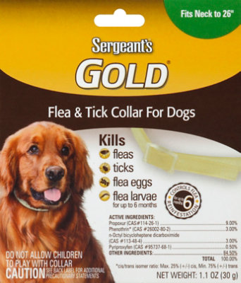 Sergeants Gold Flea Tick Collar For Dogs Fits Neck To 26 Inch Box Each randalls