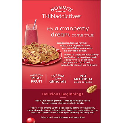 Nonnis THINaddictives Cookies Almond Thin Cranberry 6 Count - 4.4 Oz - Image 6