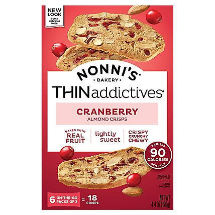 Nonnis THINaddictives Cookies Almond Thin Cranberry 6 Count - 4.4 Oz - Image 2