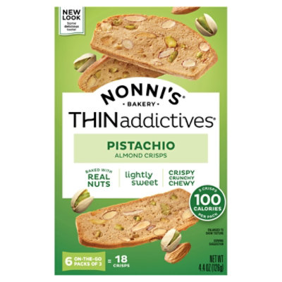 Nonnis THINaddictives Cookies Almond Thin Pistachio 6 Count - 4.4 Oz - Image 1