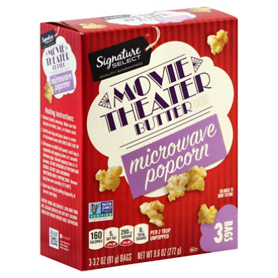 Signature SELECT Microwave Popcorn Movie Theater Butter - 3-3.2 Oz