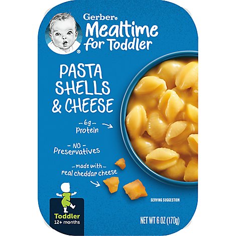 Gerber Pasta Shells & Cheese Mealtime For Toddler - 6 Oz