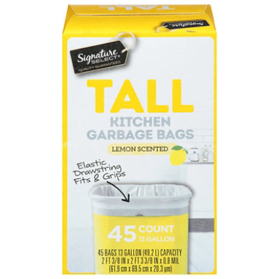 Signature SELECT Tall Kitchen Bags Lemon Scent 13 Gallon - 45 Count - Image 3