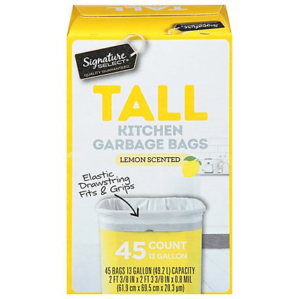 Signature SELECT Tall Kitchen Bags Lemon Scent 13 Gallon - 45 Count - Image 2