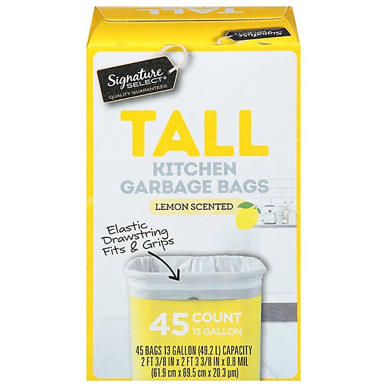 Signature SELECT Tall Kitchen Bags Lemon Scent 13 Gallon - 45