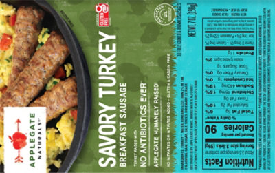 Applegate Natural Savory Turkey Breakfast Sausage Frozen - 7oz - Image 6