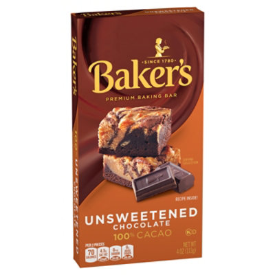 Baker's Unsweetened Chocolate Premium Baking Bar with 100 % Cacao Box - 4 Oz - Image 2