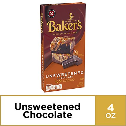 Baker's Unsweetened Chocolate Premium Baking Bar with 100 % Cacao Box - 4 Oz - Image 3