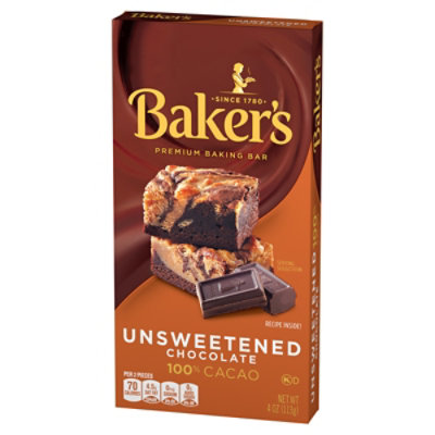 Baker's Unsweetened Chocolate Premium Baking Bar with 100 % Cacao Box - 4 Oz - Image 3