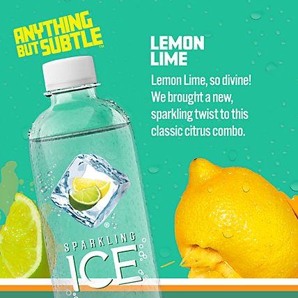 Sparkling Ice Lemon Lime Sparkling Water 17 fl. oz. Bottle - Image 2