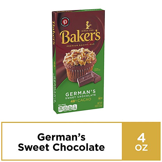 Baker's German's Sweet Chocolate Premium Baking Bar with 48% Cacao Box - 4 Oz