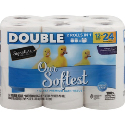 Signature Care Bath Tissue Ultra Premium Our Softest Double Roll 2 Ply - 12 Count - Image 3