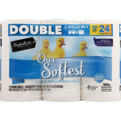 Signature Care Bath Tissue Ultra Premium Our Softest Double Roll 2 Ply - 12 Count - Image 2