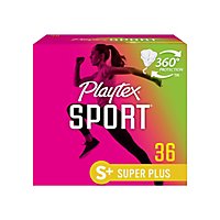 Playtex Sport Tampons Plastic Unscented Super Plus Absorbency - 36 Count - Image 1