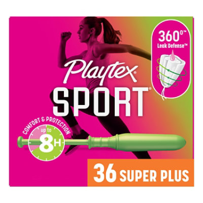 Playtex Sport Tampons Plastic Unscented Super Plus Absorbency - 36 Count