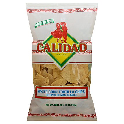 Calidad Tortilla Chips Corn White - 12 Oz - Image 1