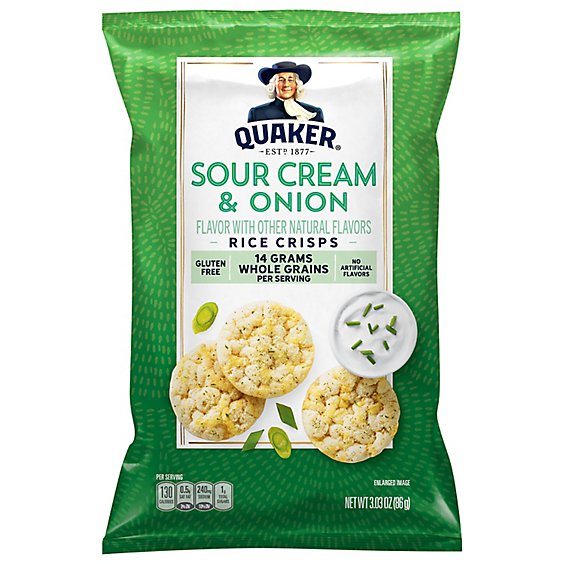 Quaker Popped Rice Crisps Gluten Free Sour Cream & Onion - 3.03 Oz